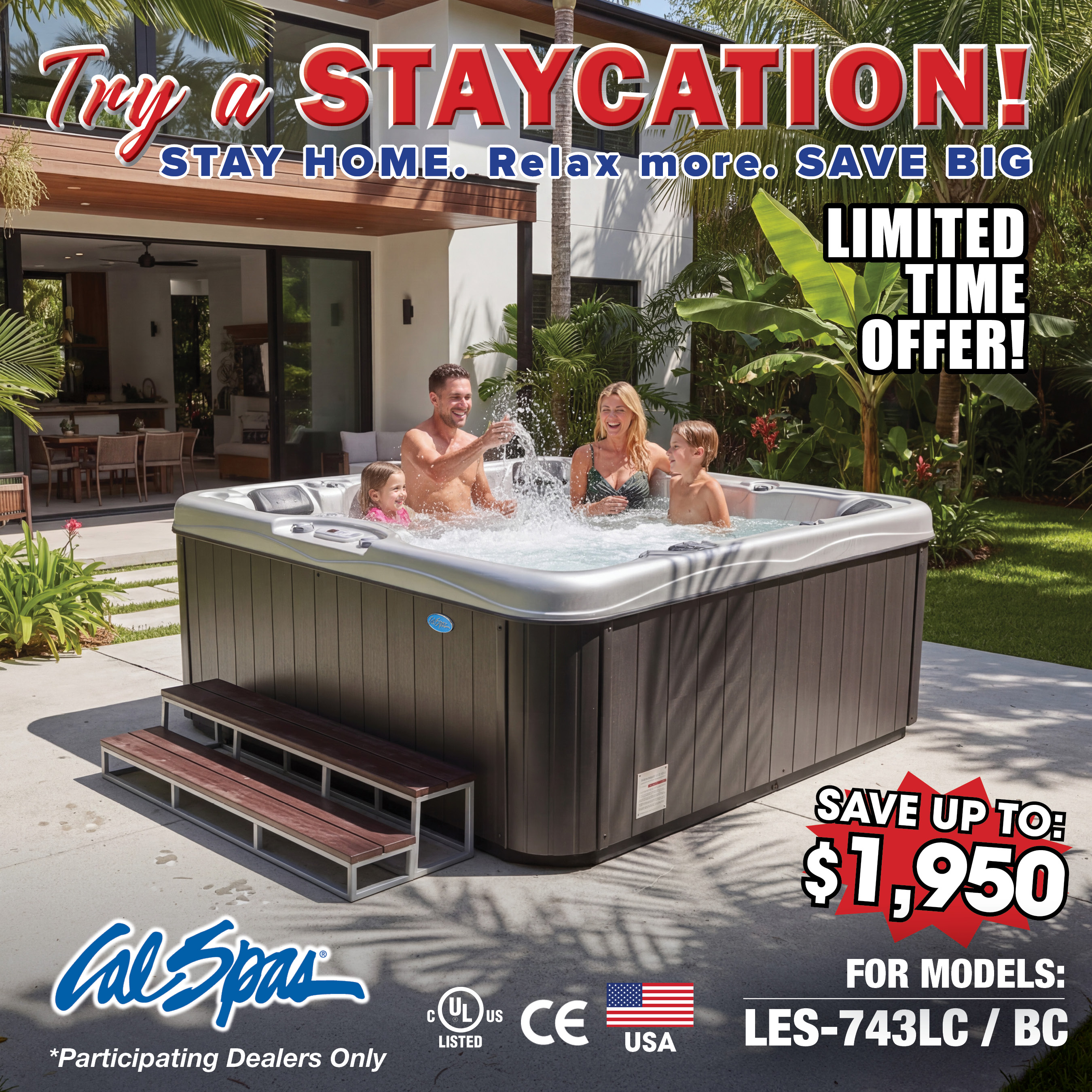 Calspas hot tub being used in a family setting - Burien